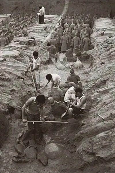 Pit-Terracotta Warriors-Xi’an Archaeologists have uncovered many Terracotta Warriors.
