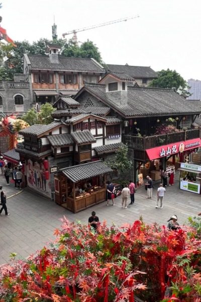 Street View 2-Ciqikou Ancient Town-Chongqing At a corner of Ciqikou Ancient Town in Chongqing, there are buildings in traditional Chinese style.