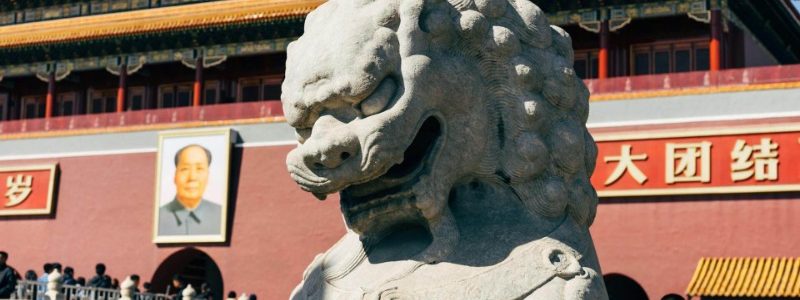 stone lion-Tiananmen-Beijing The stone lions in front of the Tiananmen Gate have very imposing expressions.